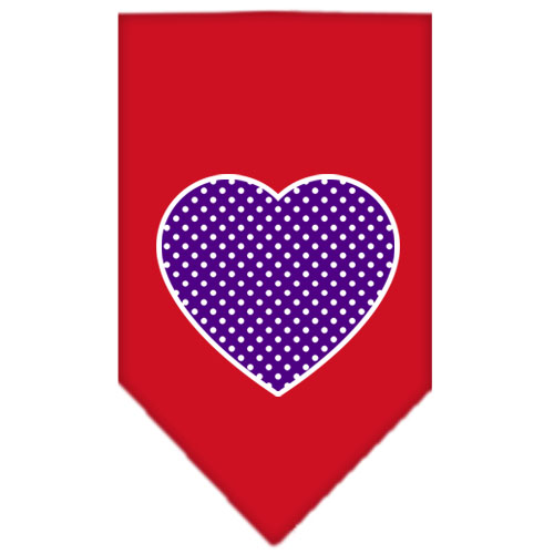Purple Swiss Dot Heart Screen Print Bandana Red Small